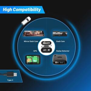 DDPAI 차량용 DVR 기록 하드와이어 키트 Mini5/Z40/Z50/N3 Pro/N5 Dual/MINI 2X/Z60 저전압 보호 타입-C