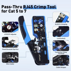 ZoeRax 9 in 1 RJ45 크림퍼 도구 키트(와이어 테스터/트래커, 크림핑 CAT6 커넥터, 커버, 펀치다운 스트리