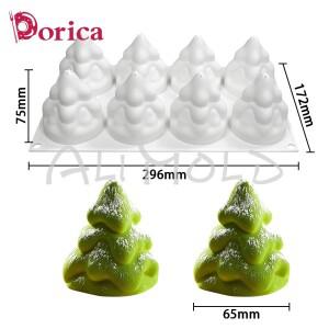 Dorica 3D 8 캐비티 크리스마스 트리 실리콘 무스 금형 DIY 젤리 초콜릿 프랑스 디저트 케이크 장식 도구