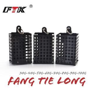 FTK 30-100g 피더 사각 금속 미끼 케이지 컨테이너 바구니 홀더 버튼 조작을위한 와이어 잉어 낚시 싱커