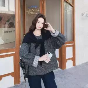 여성용 반코트에 머플러 싱글 자켓 OP1