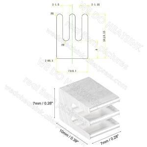 우리는 열 패드가 없거나 있는 7x7x10mm 알루미늄 방열판을 제작합니다. 검정색 양극 처리된 냉각기