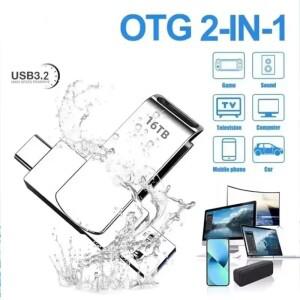 새로운 16TB USB 3.2 플래시 드라이브 고속 전송 메탈 메모리 카드 디스크 방수 스틱 2026
