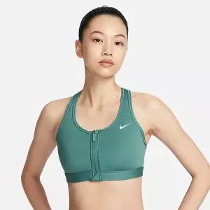 [나이키]브라탑 QQM FN2732-361 스우시 프런트지퍼 미디엄 서포트 패드 스포츠 브라