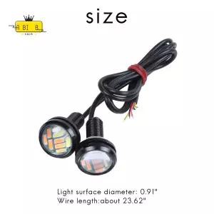 ABIB -2개 12V 23mm 듀얼 컬러 스위치백 4014 12 LED DRL 이글 아이 주간 주행등