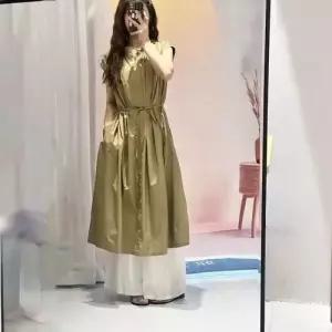 엘럽 원피스 여성용 하계 정장 날렵한 소매 반팔 벨트 솔리드 풀오버 롱스커트 박템2