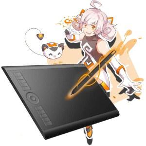 GAOMON M10K 드로잉 태블릿, 터치 링이 있는 10x6인치 대형 그래픽 8192 레벨 배터리 프리 스타일러스, 10개의 핫 키, 디자인, 쓰기, 편집, Mac, Windows, Android와 함께 작동하는 아트 태블릿