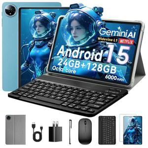 아오반테 10인치 태블릿, 안드로이드 15, 24GB RAM + 128GB ROM(1TB 확장 가능), 옥타코어, 1280x800 IPS HD 터치스크린, 5MP+8MP 듀얼 카메라, 6000mAh, 키보드, 마우스, 와이드바인 L1(블루) 태블릿