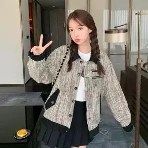 엘럽 봄 가을 여자 자켓 쇼트 트위드 코트 원템3