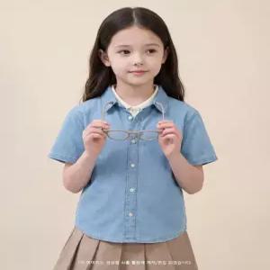 빈폴 키즈 Essential 데님 반소매 셔츠 스카이 블루 BI6365UE2Q 2Q 6110081