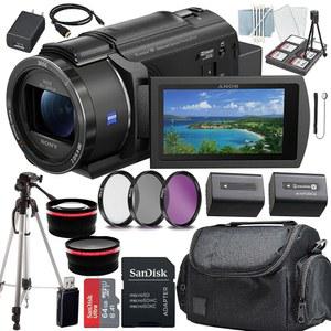 소니 FDR-AX43 UHD 4K(FDRAX43 /B) 핸디캠 캠코더+삼각형 케이스+64 GIG 메모리 카드+커맨더 스타터 키트+삼각형(13PC) 번들