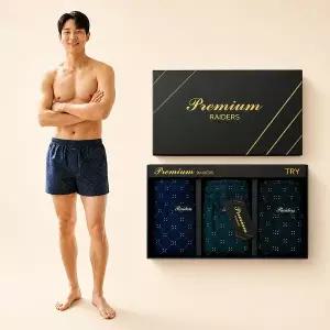 [보리보리/TRY]TRY 남성팬티 면100 트렁크 3매세트 80수 주자직 프리미엄 레이더스박서X-2유색D
