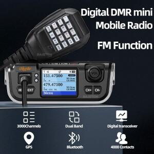 치에르다 M520D 듀얼 밴드 DMR 디지털 모바일 무전기 25W GPS 모드 아날로그 타임 슬롯 블루투스 3000CH V
