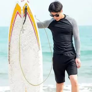비치웨어 래쉬가드 남성 상의 솔리드 티셔츠 블랙