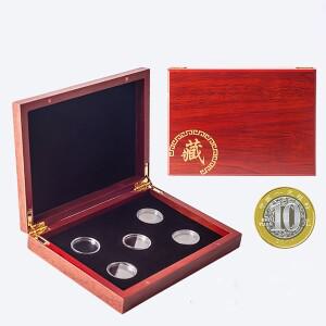 빨간색 라운드 동전 케이스 홀더 보관 용기 디스플레이 27mm 40mm 나무 상자 기념 수집 CY