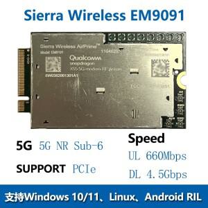 EM9190 5G NR Sub-6 GHz 및 mmWave 모듈 LTE 4G 카드 M.2 PCIe3.0 인터페이스 Cat20 노트북 라우터용