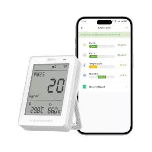 SONOFF SAWF-07P 스마트 실내 공기질 모니터 PM2.5 온도 및 습도 센서 실시간 디스플레이 알림 물질 호환