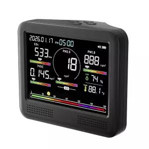 KDWKD 실내 공기질 측정기 18 in 1 스마트 홈 오피스용 컬러 스크린 포함 PM0.3 CO2 C6H6 TVOC 감지