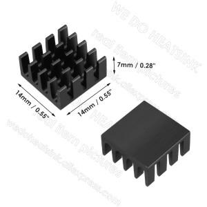 우리는 방열판 14x14x7mm 또는 열 패드 블랙 슬롯 알루미늄 IC 메모리 칩 냉각 쿨러