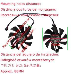 AFOX Radeon RX 6500 XT용, mingzhou rx 580 2048sp,그래픽 비디오 카드 팬, VGA GPU 냉각, 75mm 직경, 88