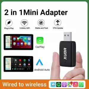 XUDA 2026 새로운 무선 카플레이 및 안 오토 2in 스마트 미니 박스 WIFI BT 자동 연결 (도요타 볼보 벤츠
