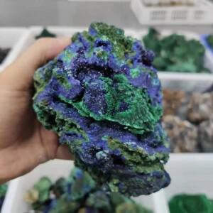 천연 Azurite 공작석 Geode 석영 크리스탈 클러스터 광물 표본 교육 연구 돌 선물 장식 수집 가능