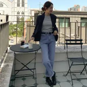 |CHJ6F13|여성 금속 단추 카라 스타일 모던 테일러 자켓