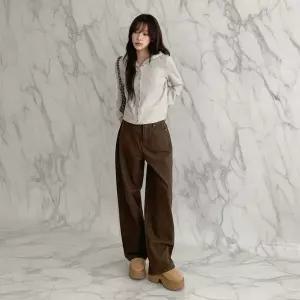 |KHP98C5|여성 코튼 사이드 와이드 기모 바지