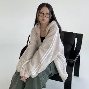 |KHJ6F30|여성 후리스 투웨이 루즈핏 골지 후드 집업