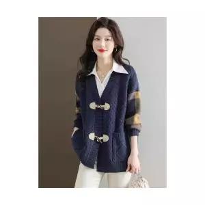 여성 데일룩 가디건 롱 하프 니트 카디건 봄가을 스웨터 캐주얼 상의 DAOL3