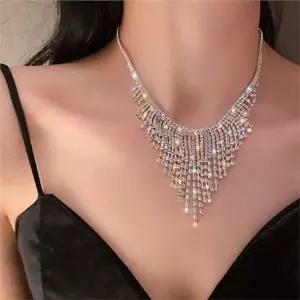 [셀러에이드]화려한 큐빅 드롭 목걸이 47.3CM 반짝이 크리스탈 드롭 목걸이 연말