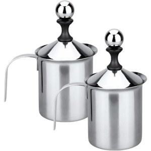 2PCS 밀크 커피 라떼 수동 이중층 스틸 프로더 카푸치노 초콜릿 핸드 메이커 스테인리스