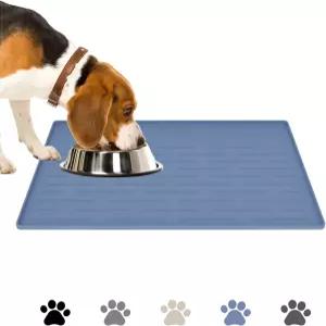 고양이와 개를 위한 실리콘 사료 매트 18x12인치 미끄럼 방지 방수 반려동물 가장자리가 높아져 누수를