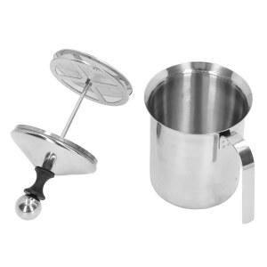 수동 밀크 프로더 펌프 필터 레이어 더블 핸드 800ML 27온스 스테인리스 스틸 뚜껑