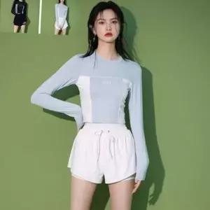 여성 수영복 수영복 실내 실외 자외선 차단복 긴팔 래쉬가드 반바지