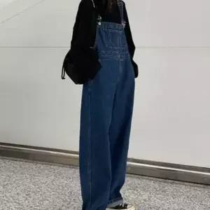 멜빵 바지 여성 멜빵 바지 루즈핏 데일리 여성 빅사이즈 데님 와이드
