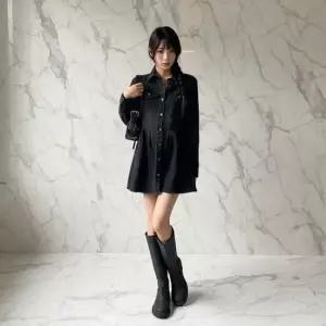 신상오픈런 여성 빈티지 워싱 A라인 핀턱 데님 미니 드레스