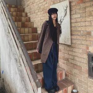 신상오픈런 여성 카라넥 체크 패턴 빈티지 미니 드레스
