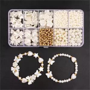 800개 ABS 모조 진주 비즈 리본 별 귀여운 릴 세트 DIY 팔찌 목걸이 열쇠고리 폰 장 제작용