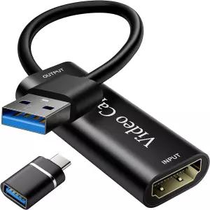 VIXLW 비디오 캡처 카드 4K USB3.0 HDMI에서 C까지 스트리밍 게임 용 080P60FPS 스위치 PS4 OBS Windows