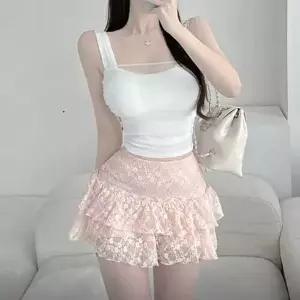 여자 글램 슬림 셔링 여름 나시탑 셔링티셔츠 이너티셔츠
