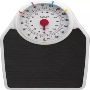 테일러 배터리 프리 아날로그 체중계 330파운드 용량 읽기 쉬운 대형 7인치 다이얼 18.4 x 13.7인치 리브