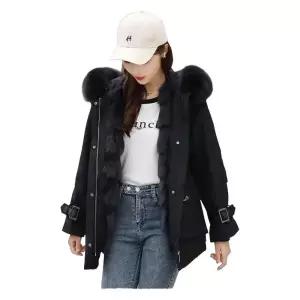 여성 롱점퍼 폭스퍼 여우털 너구리털 의류 코트 탈부착 가죽