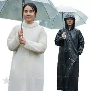 야외 활동 비옷 긴팔 전신 방수 코팅 투명 후드 우천 등산 낚시 캠핑 작업복