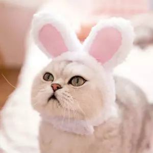 애완 동물 개 고양이 토끼 귀 모자 가발 튬 겨울 따뜻한 강아지 파티 프레 옷 액세서리