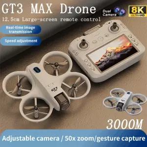 GT3 드론 GPS 8K 프로페셔널 HD 360 ° 듀얼 카메라 스크린 원격 제어 브러시리스 모터 장애물 회피