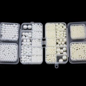 시드비즈 2 ~ 14MM 구멍 모조 진주 세트 팔찌에 ARTWARE 상자 한 라운드 아크릴 구슬 목걸이 키트 쥬얼리