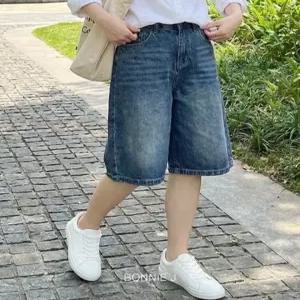 [보니제이]Y2K 감성 빈티지 워싱 청버뮤다 팬츠 하이웨스트 와이
