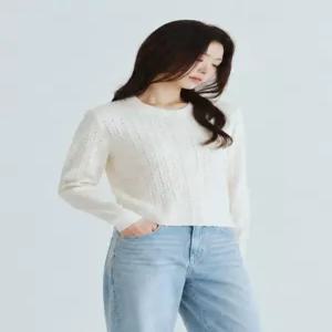 [유닛]린넨 혼방 크루넥 스카시 니트 가디건 (UFXKCA700N-WHITE)