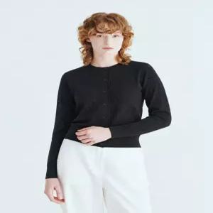 [유닛]린넨 혼방 크루넥 스카시 니트 가디건 (UFXKCA700N-BLACK)